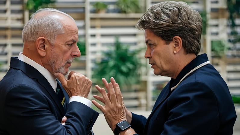 Presidente Luiz Inácio Lula da Silva durante encontro com a Presidenta do NBD e Ex-Presidenta da República, Dilma Rousseff, na sede da ONG Ação da Cidadania