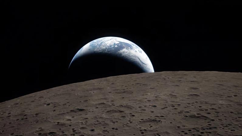 Foto fornecida pela NASA mostra o “Earthset”, capturado pela tripulação da Artemis II