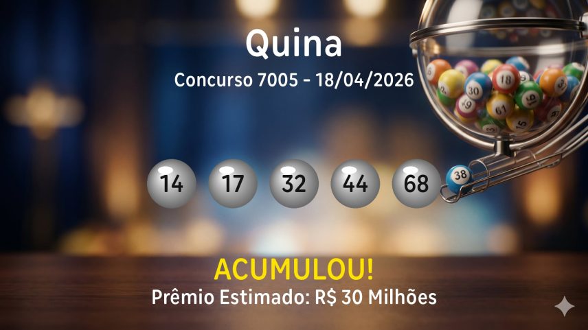 Quina: veja os números sorteados no concurso 7005