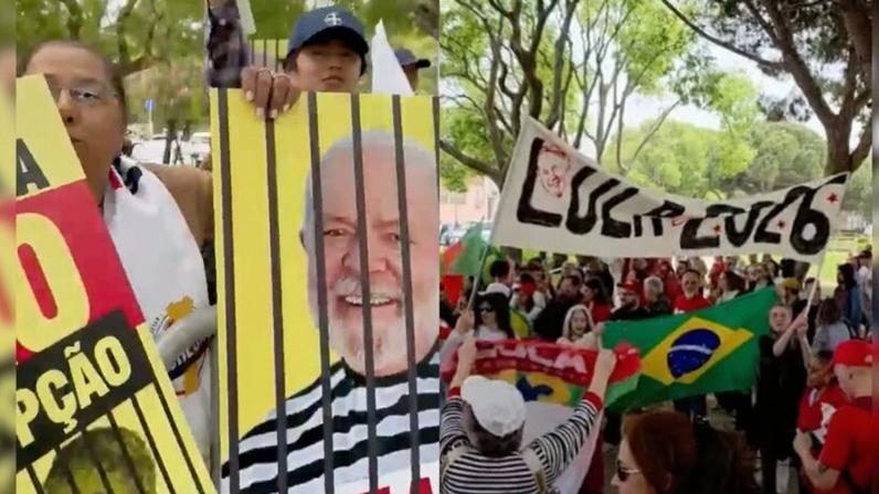 Portugueses e brasileiros protestam contra Lula em Lisboa