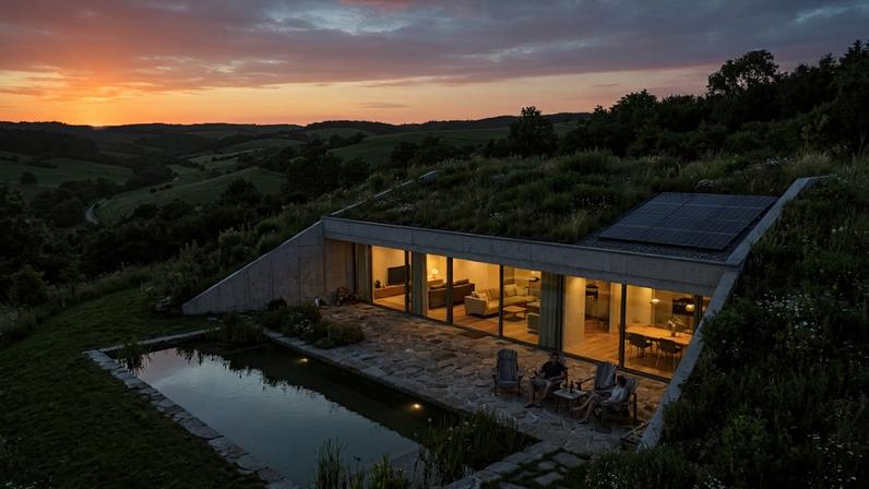 Casa-caverna moderna usa terra para zerar o consumo de energia