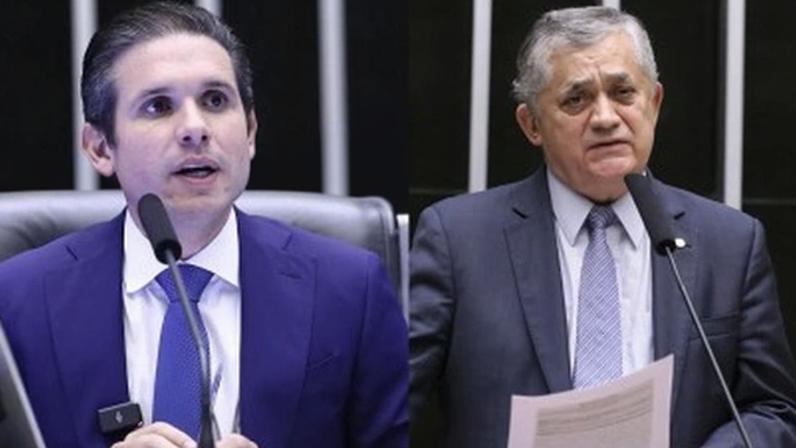 O presidente da Câmara, Hugo Motta (Republicanos), e o ministro de Relações Institucionais, José Guimarães