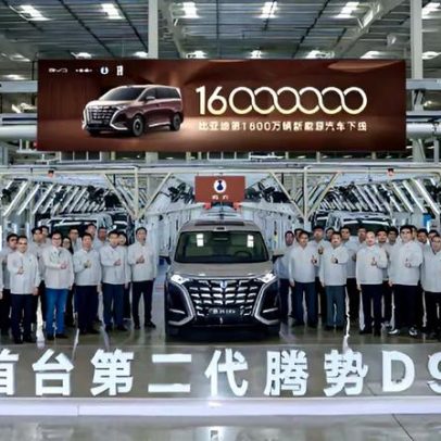 BYD atinge 16 milhões de veículos eletrificados produzidos na China