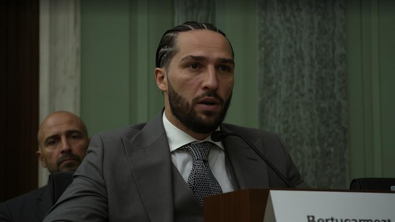 Nico Ali Walsh, neto de Muhammad Ali, durante audiência no Senado dos EUA