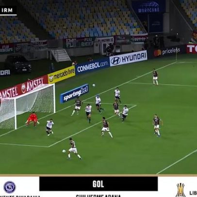 Guilherme Arana recebe livre e faz o gol único do Fluminense no Maracanã