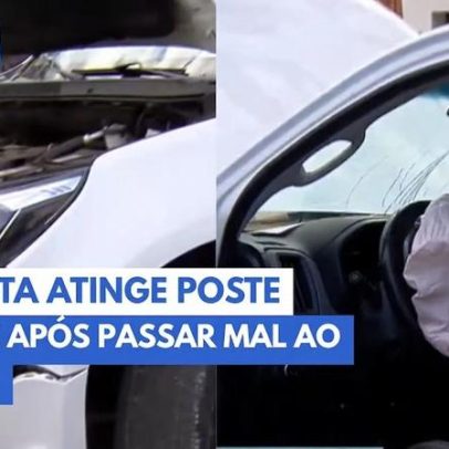 Motorista passa mal, bate em poste e árvore em Franca e fica ferido