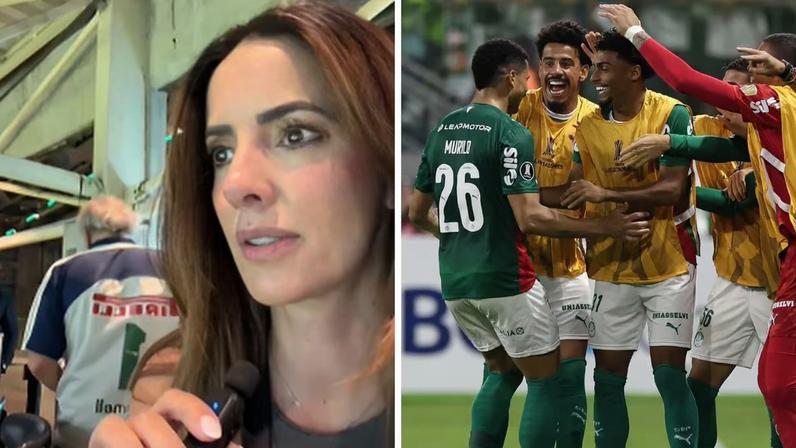 Paloma Tocci acompanhou de perto a vitória do Palmeiras sobre o Sporting Cristal por 2 a 1 nesta quinta (16)