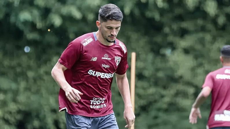 Pablo Maia, do São Paulo, durante treinamento (Foto: Divulgação/ São Paulo)