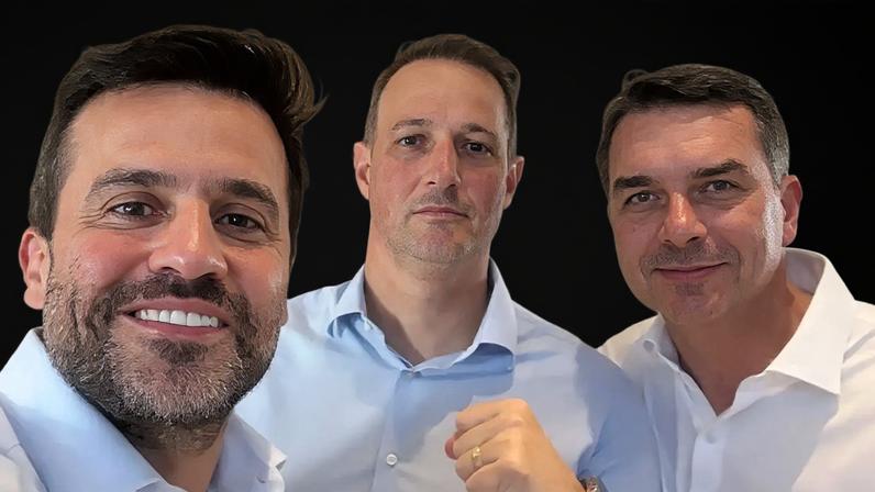 Pablo Marçal, Guilherme Derrite e Flávio Bolsonaro