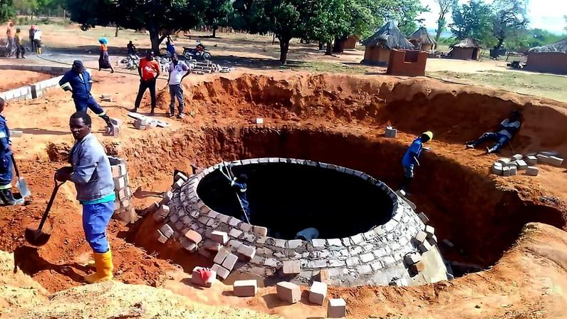 The Nkhundye biogas plant under construction. Image courtesy of NACRO.
