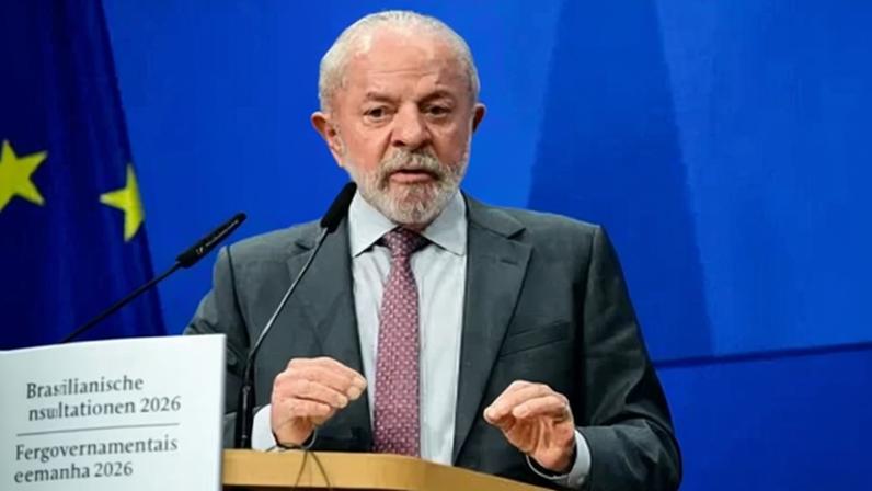 Presidente Luiz Inácio Lula da Silva durante entrevista coletiva em Hannover, na Alemanha 20 de abril de 2026