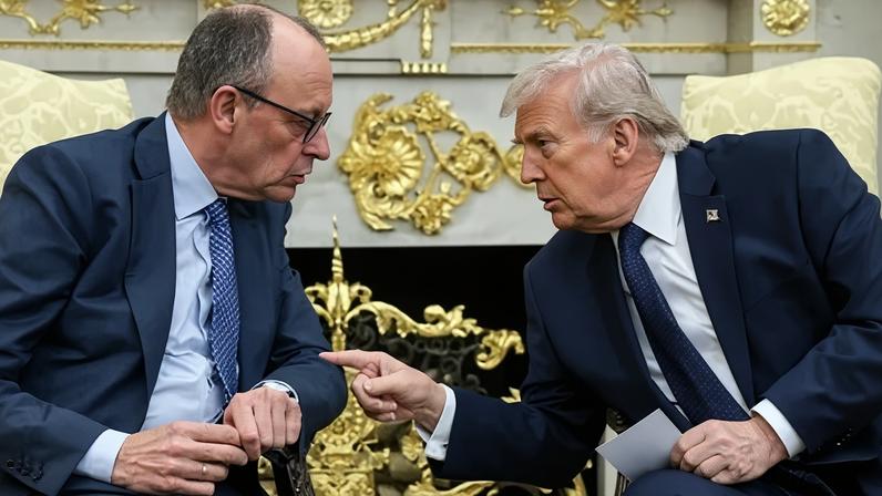 Presidente dos EUA, Donald Trump, e o chanceler alemão, Friedrich Merz, na Casa Branca - 3 de março de 2026