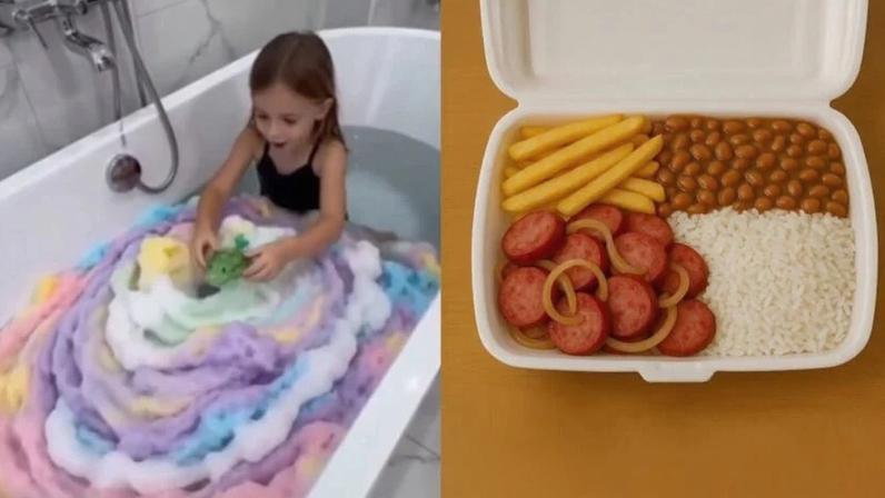 Reprodução/X Espumas de banho coloridas e marmitas fakes estão entre os principais golpes envolvendo GenAI