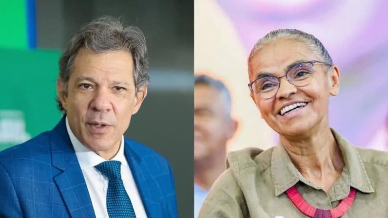 Na imagem, Fernando Haddad (à esq.) e Marina Silva (à dir.)
