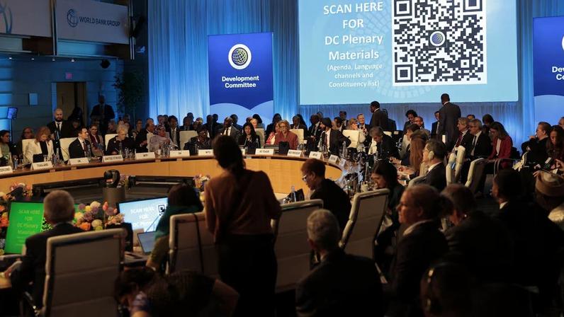 O Comitê de Desenvolvimento do Banco Mundial se reuniu em Washington (EUA) na quinta-feira, 16 Foto: Kent Nishimura/AFP