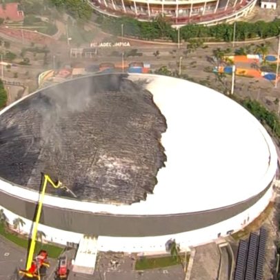 Incêndio destrói cobertura do Velódromo do Parque Olímpico com origem em sala imersiva