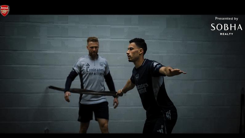 Arsenal treina antes do grande jogo contra o Manchester City