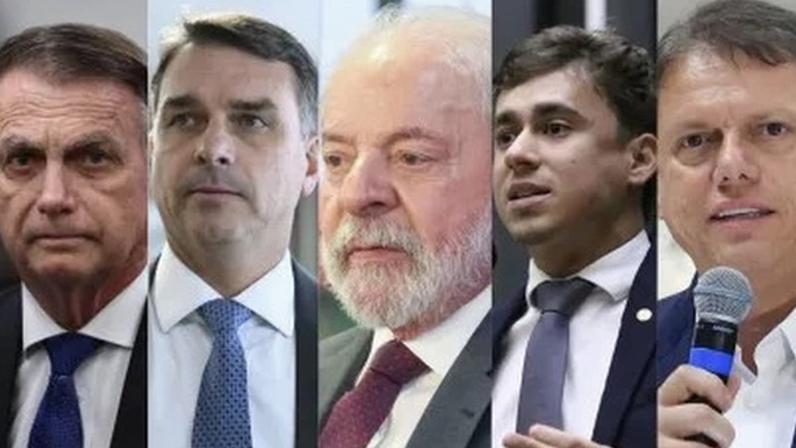 Jair Bolsonaro, Flávio Bolsonaro, Lula, Nikolas Ferreira e Tarcísio de Freitas