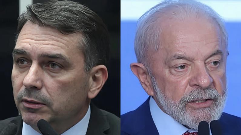 O senador Flávio Bolsonaro (PL-RJ) e o presidente Luiz Inácio Lula da Silva (PT)
