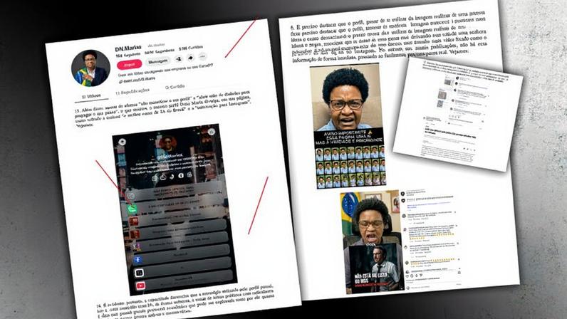 Na imagem, trechos da representação protocolada e publicações da "Dona Maria"