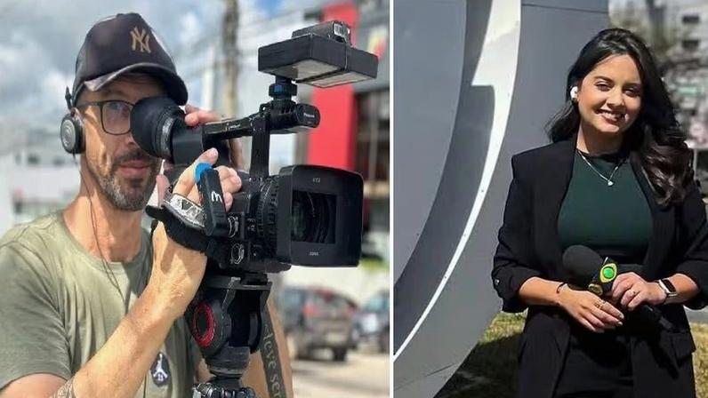 O cinegrafista Rodrigo Lapa e a repórter Alice Ribeiro