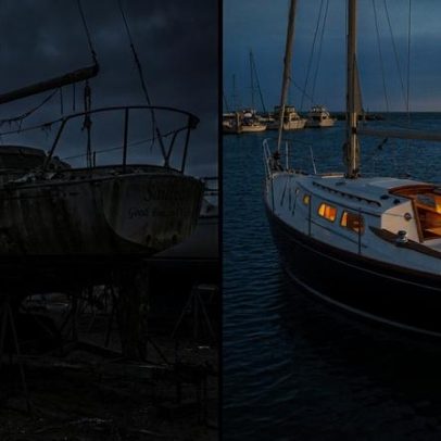 Casal transforma veleiro abandonado de US$5 mil em moradia no mar