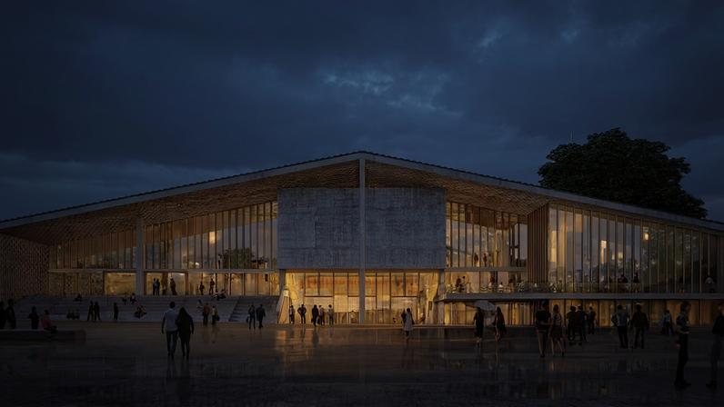 Rendering of building facade for Berlin's forthcoming Museum of the 20th Century.
