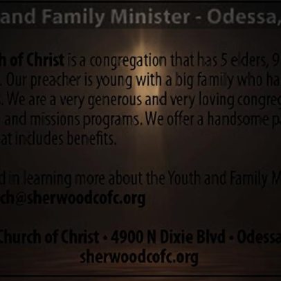 Ministro de Juventude e Família da Sherwood Church of Christ