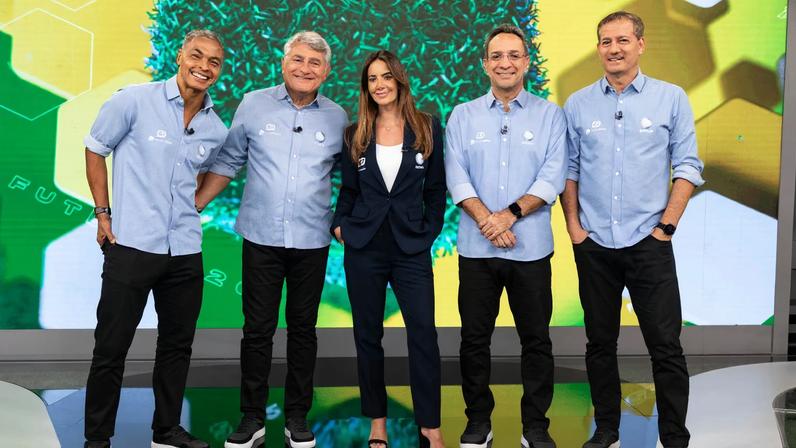 O time de Esporte da RECORD é o melhor! Dodô, Cleber Machado, Paloma Tocci, Maurício Noriega e Sálvio Spínola