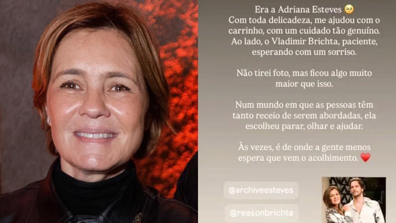 Adriana Esteves ajudou mulher em aeroporto