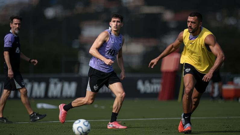 Treinamento de preparação para enfrentar o Juventud (Foto: Pedro Souza / Atlético)