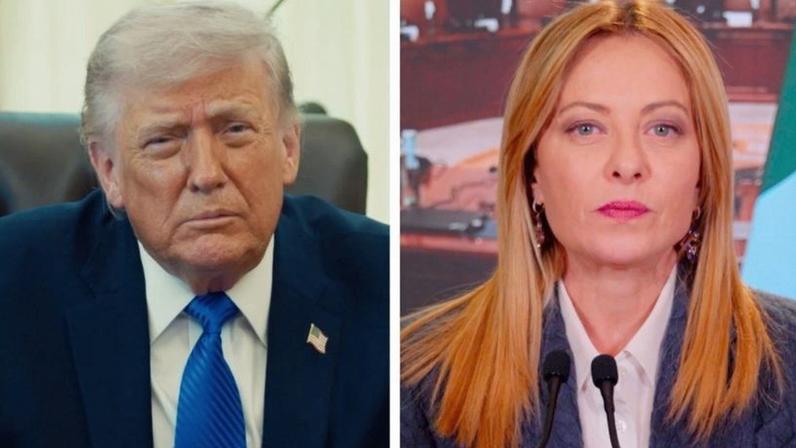 A fala foi 1 dia depois de Meloni classificar como inaceitáveis críticas de Trump ao papa Leão 14; na imagem, Donald Trump (esq.) e Meloni (dir.)