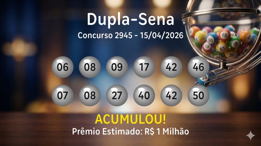 Dupla-Sena: veja os números sorteados no concurso 2945