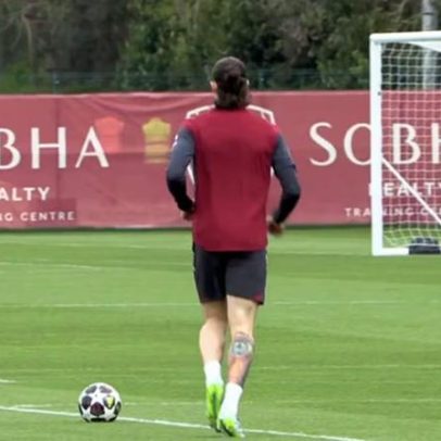 Calafiori retorna aos treinos do Arsenal antes de jogo contra o Atlético