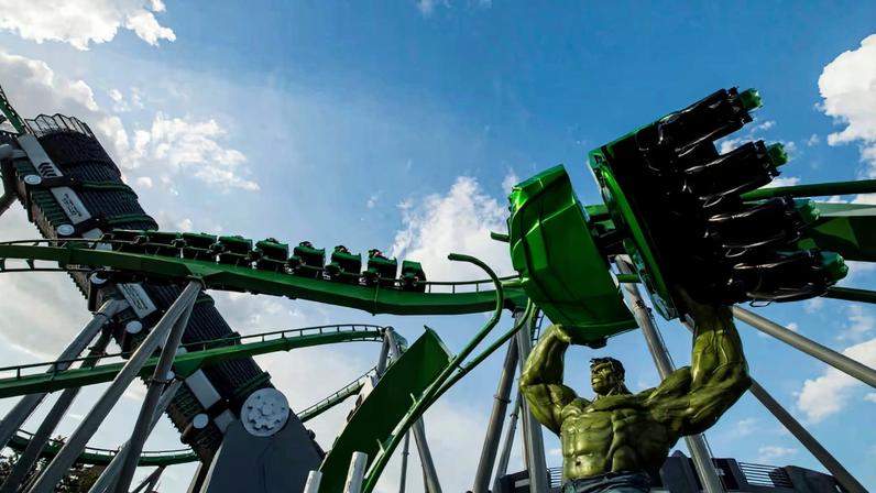 Montanha russa do Hulk é uma das atrações mais radicais do parque