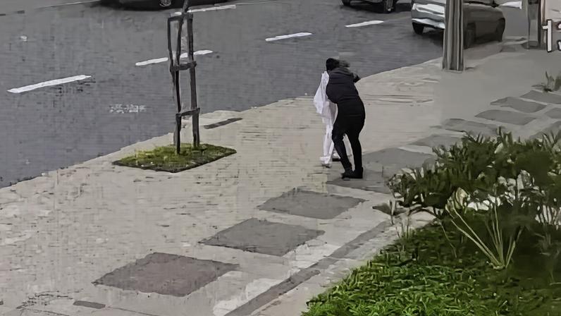 A ação foi registrada por uma câmera de segurança e mostra o momento em que a vítima é puxada e jogada ao chão enquanto o suspeito rouba uma pulseira de ouro.