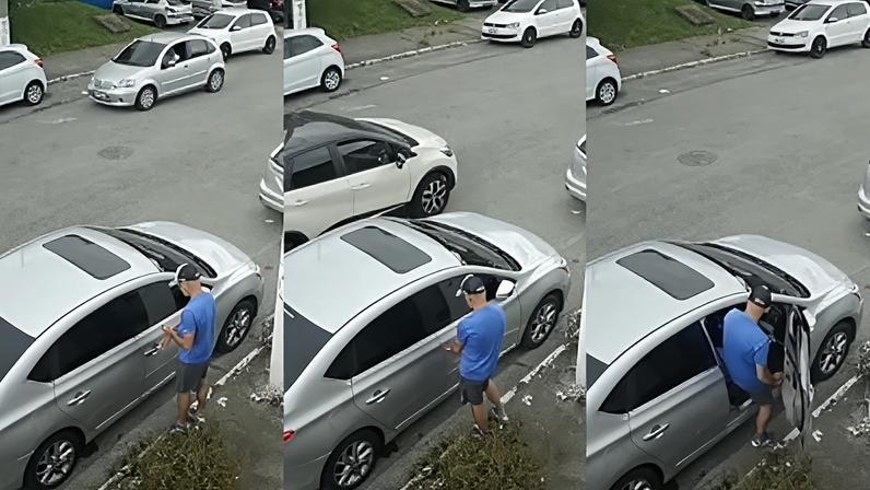 Imagens de câmeras de seguranças, obtidas com exclusividade pela CNN Brasil, mostram o momento exato em que o carro é levado por um criminoso