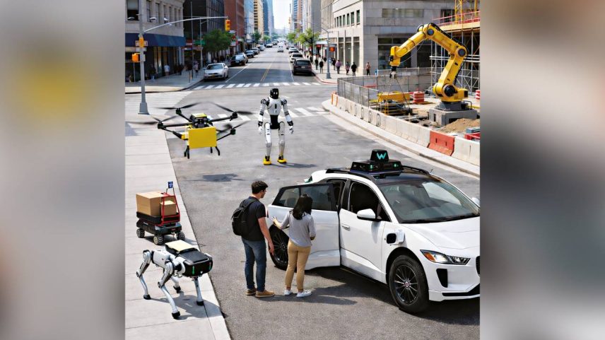 Humanoides, quadrúpedes, máquinas especializadas, drones, carros autônomos: um admirável mundo novo (Imagem gerada por IA com fotos Getty Images;/Getty Images)