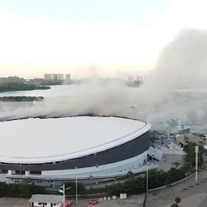 Imagens mostram incêndio no Velódromo do Parque Olímpico