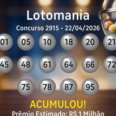 Lotomania: números sorteados no concurso 2915