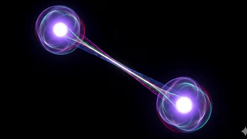 Átomos emaranhados em movimento confirmam fenômeno quântico previsto há décadas (Imagem: Fala Ciência via Gemini)