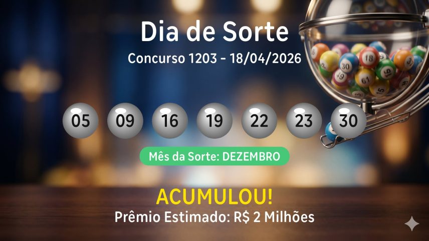 Dia de Sorte: veja os números sorteados no concurso 1203