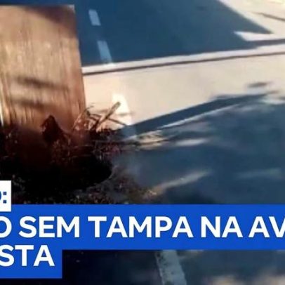 Moradores denunciam bueiro sem tampa na Avenida Campista