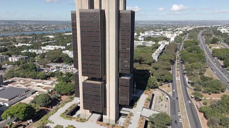Vista aérea do prédio do Banco Central do Brasil, em Brasília