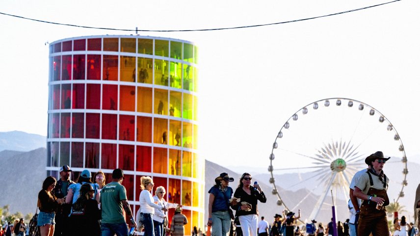 INDIO CALIFORNIA APRIL 27 A view of the Spectra art installation from both Coachella and Stagecoach festival is seen...