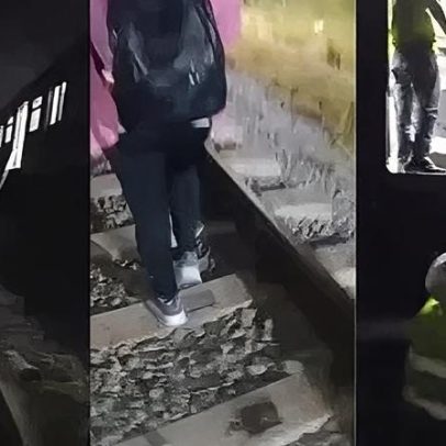 Passageiros caminham sob trilho após falha em trem da Linha 9-Esmeralda