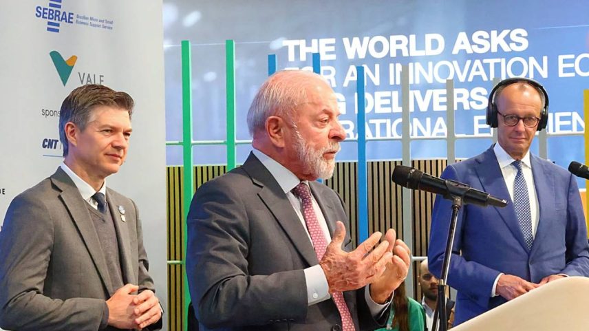 Laudemir André Müller, presidente da ApexBrasil, Lula e Merz