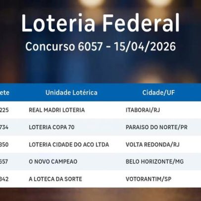 Loteria Federal: confira os números sorteados no concurso 6057