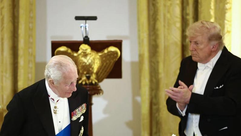 Rei Charles III fez algumas piadas durante recepção com a presença de Trump