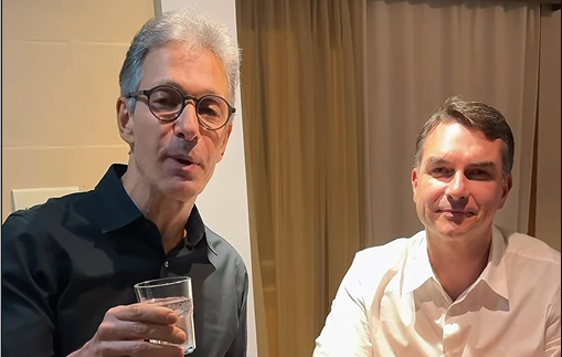 Romeu Zema e Flávio Bolsonaro em vídeo divulgado nas redes sociais. (Foto: Reprodução/Instagram)
